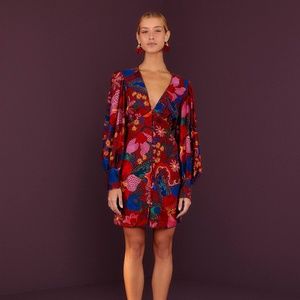 Farm Rio NWT Red Wildlife Mini Dress